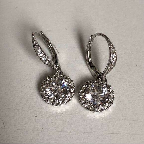 NADRI Framed Round Cubic Zirconia Drop Pierced Earrings - Picture 3 of 10
